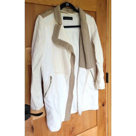 Zara Woman White Cotton Jacket XS Pockets Coastal Grandma Quiet Luxury Soft Girl - Picture 4 of 5